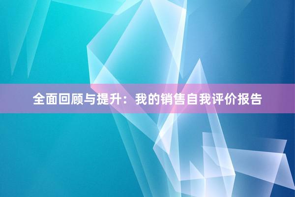 全面回顾与提升：我的销售自我评价报告